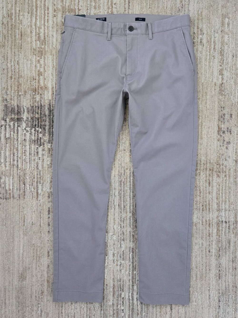 NWT J. Crew Flex Slim Chino Pants Mens Grey Stretch Band Waist Office 33W 30L